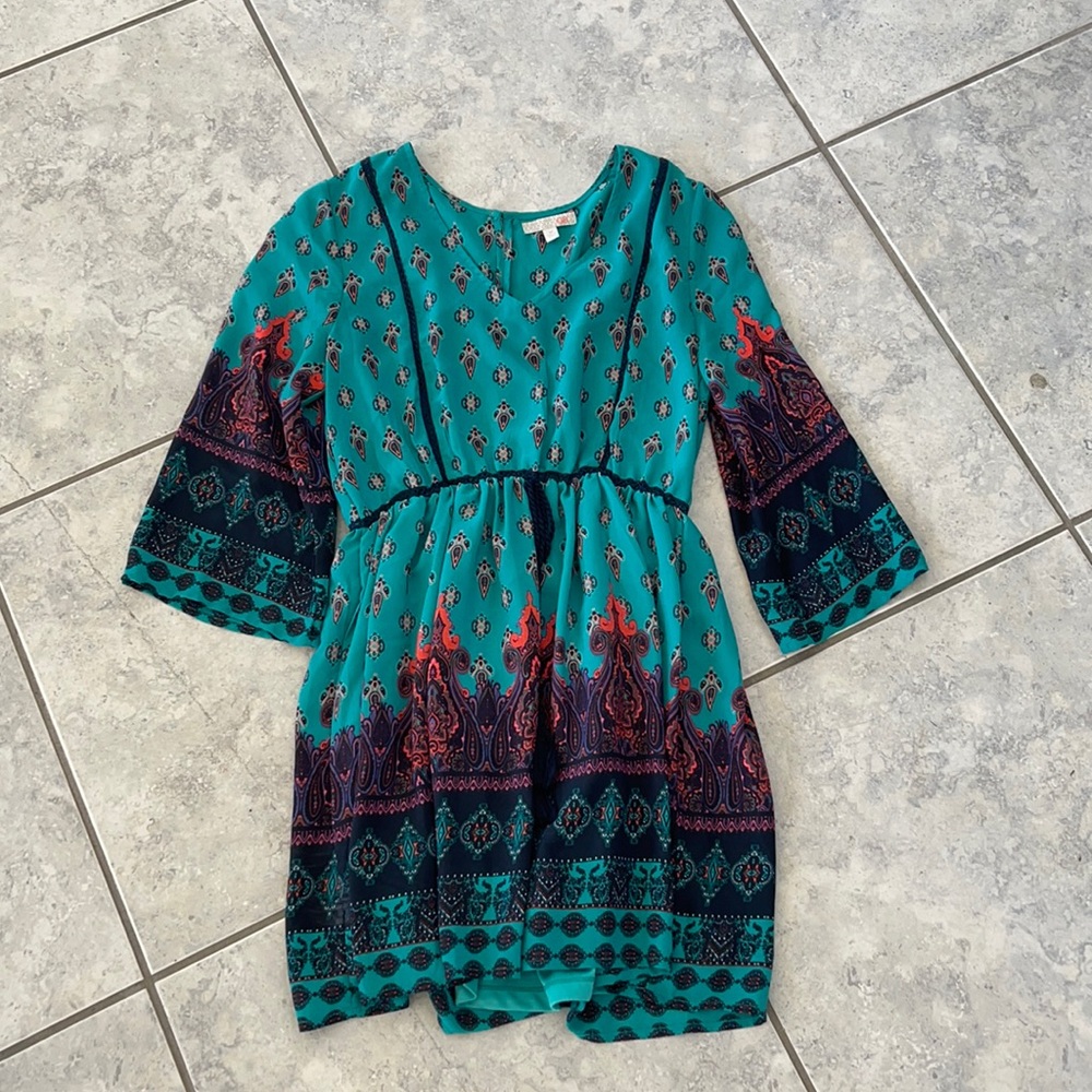 Teal boho dress